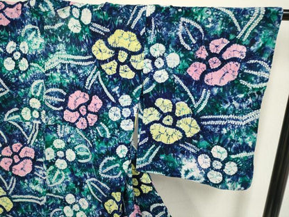 平和屋着物∴極上 夏物 浴衣 有松鳴海絞り 草花文 綿 逸品 DZAA20282kh5