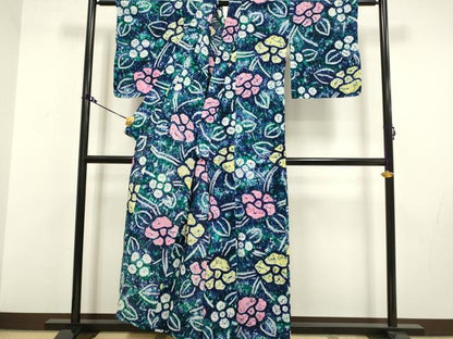 平和屋着物∴極上 夏物 浴衣 有松鳴海絞り 草花文 綿 逸品 DZAA20282kh5