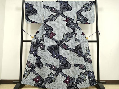 平和屋着物∴極上 夏物 浴衣 有松鳴海絞り 舞蝶文 綿 逸品 DZAA20284kh5