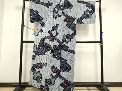 平和屋着物∴極上 夏物 浴衣 有松鳴海絞り 舞蝶文 綿 逸品 DZAA20284kh5