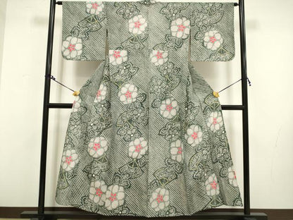 平和屋着物∴極上 夏物 浴衣 有松鳴海絞り 扇面花文 綿 逸品 DZAA20285kh5