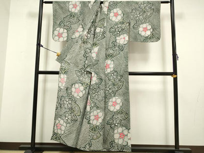 平和屋着物∴極上 夏物 浴衣 有松鳴海絞り 扇面花文 綿 逸品 DZAA20285kh5