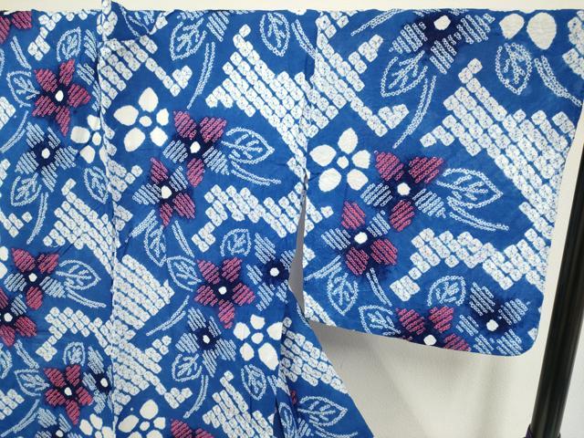 平和屋着物∴極上 夏物 浴衣 有松鳴海絞り 草花文 綿 逸品 DZAA20286kh5