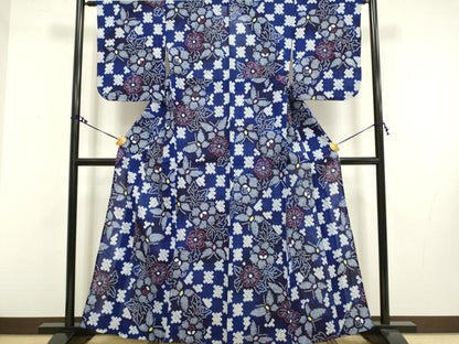 平和屋着物∴極上 夏物 浴衣 有松鳴海絞り 舞蝶花文 綿 逸品 未使用 DZAA20287kh5