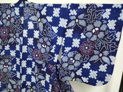 平和屋着物∴極上 夏物 浴衣 有松鳴海絞り 舞蝶花文 綿 逸品 未使用 DZAA20287kh5