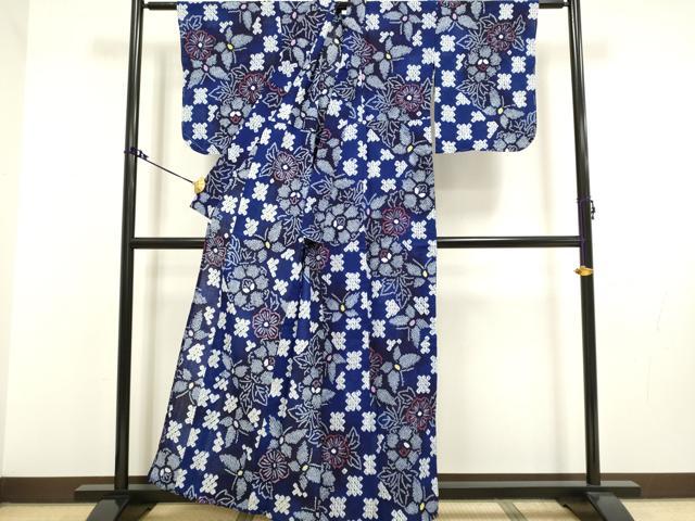 平和屋着物∴極上 夏物 浴衣 有松鳴海絞り 舞蝶花文 綿 逸品 未使用 DZAA20287kh5