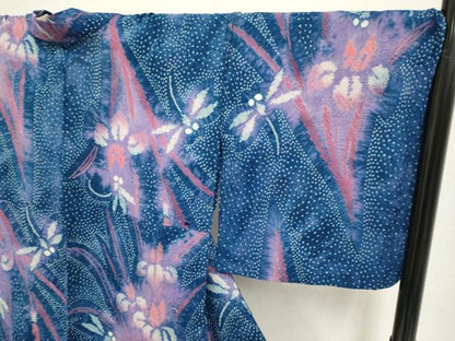 平和屋着物∴極上 夏物 浴衣 有松鳴海絞り 杜若 蜻蛉 綿 逸品 DZAA20289kh5