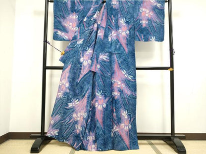 平和屋着物∴極上 夏物 浴衣 有松鳴海絞り 杜若 蜻蛉 綿 逸品 DZAA20289kh5