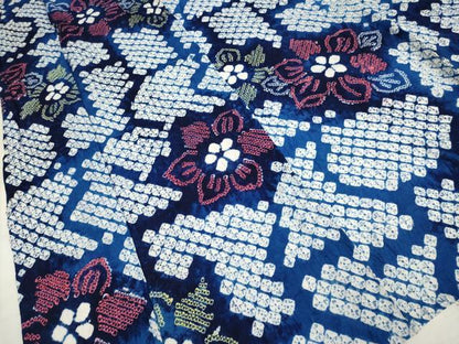 平和屋着物∴極上 夏物 浴衣 有松鳴海絞り 草花文 綿 逸品 DZAA20293kh5