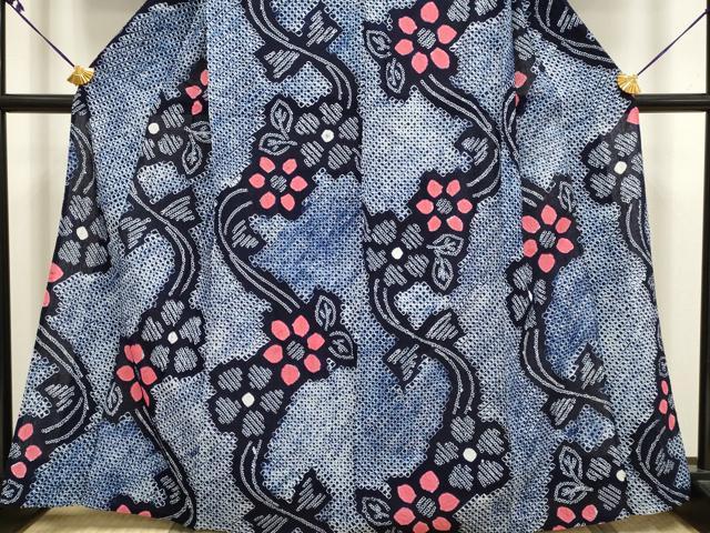 平和屋着物∴極上 夏物 浴衣 有松鳴海絞り 草花文 綿 逸品 DZAA20294kh5