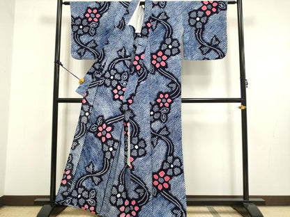 平和屋着物∴極上 夏物 浴衣 有松鳴海絞り 草花文 綿 逸品 DZAA20294kh5