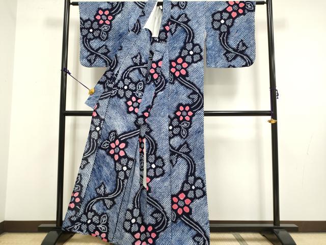 平和屋着物∴極上 夏物 浴衣 有松鳴海絞り 草花文 綿 逸品 DZAA20294kh5