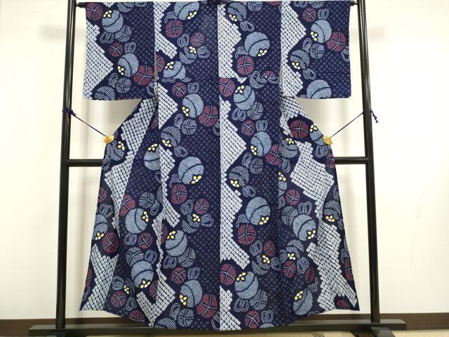 平和屋着物∴極上 夏物 浴衣 有松鳴海絞り 花毬文 綿 逸品 未使用 DZAA20295kh5