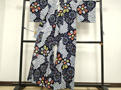 平和屋着物∴極上 夏物 浴衣 有松鳴海絞り 舞花文 綿 逸品 DZAA20296kh5