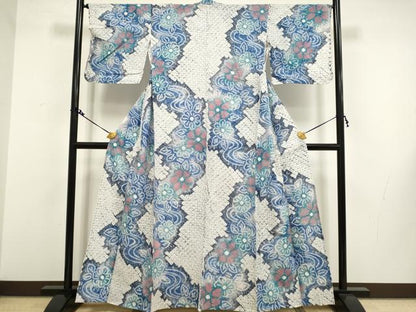 平和屋本店■極上　夏物　浴衣　有松鳴海絞り　流水花文　綿　逸品　DZAA20297kh5