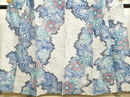 平和屋本店■極上　夏物　浴衣　有松鳴海絞り　流水花文　綿　逸品　DZAA20297kh5
