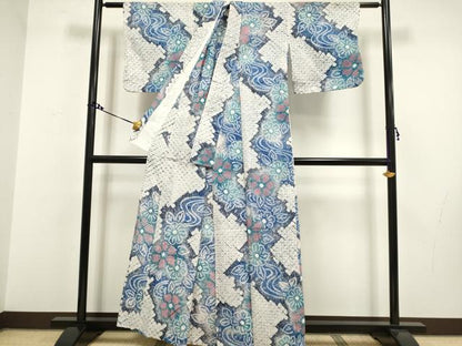 平和屋本店■極上　夏物　浴衣　有松鳴海絞り　流水花文　綿　逸品　DZAA20297kh5