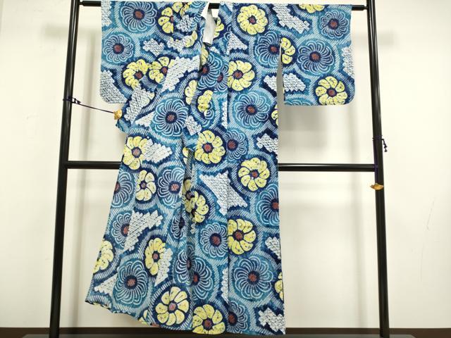 平和屋着物∴極上 夏物 浴衣 有松鳴海絞り 舞花文 綿 逸品 DZAA20298kh5