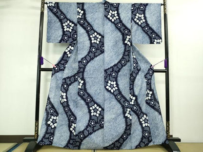 平和屋着物∴極上 夏物 浴衣 有松鳴海絞り 舞花文 綿 逸品 DZAA20300kh5