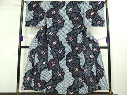 平和屋着物∴極上 夏物 浴衣 有松鳴海絞り 草花文 綿 逸品 DZAA20301kh5