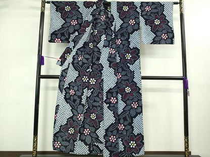 平和屋着物∴極上 夏物 浴衣 有松鳴海絞り 草花文 綿 逸品 DZAA20301kh5