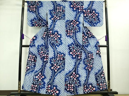 平和屋着物∴極上 夏物 浴衣 有松鳴海絞り 舞花文 綿 逸品 未使用 DZAA20302kh5