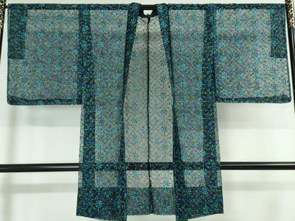 平和屋本店■極上　長羽織　オーガンジー　スリーシーズン　春夏秋　塵除け　刺繍　草花菱文　残布付き　逸品　未使用　DZAA2036kh4 - 平和屋