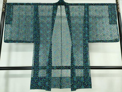 平和屋本店■極上　長羽織　オーガンジー　スリーシーズン　春夏秋　塵除け　刺繍　草花菱文　残布付き　逸品　未使用　DZAA2036kh4 - 平和屋