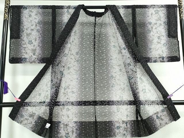 平和屋本店■極上　長羽織　オーガンジー　スリーシーズン　春夏秋　塵除け　花繋ぎ　葡萄唐草　逸品　DZAA2037kh4 - 平和屋
