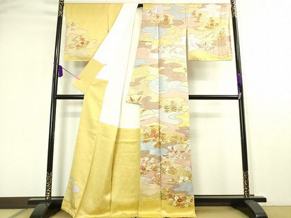 平和屋本店■極上　皇室献上作家　藤井寛　訪問着　駒刺繍　秋草文　金彩　逸品　DZAA2040kh4 - 平和屋
