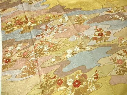 平和屋本店■極上　皇室献上作家　藤井寛　訪問着　駒刺繍　秋草文　金彩　逸品　DZAA2040kh4 - 平和屋