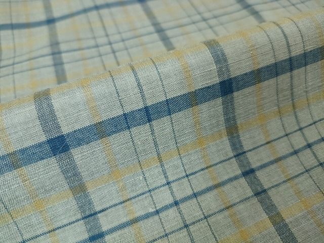 平和屋本店■希少 重要無形文化財 本場久米島紬 ゆうな染 藍 手織 草木染 泥染　宮平トシ子作　格子　証紙付き　逸品　未使用　DZAA2052kh4 - 平和屋