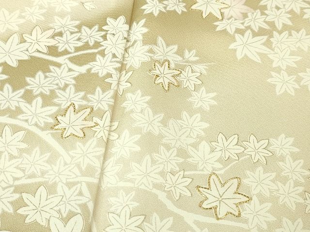 平和屋本店■極上　訪問着　駒刺繍　楓　薄卵色地　暈し染め　金彩　逸品　未使用　DZAA2060kh4 - 平和屋