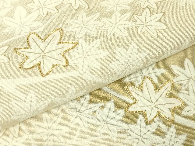 平和屋本店■極上　訪問着　駒刺繍　楓　薄卵色地　暈し染め　金彩　逸品　未使用　DZAA2060kh4 - 平和屋
