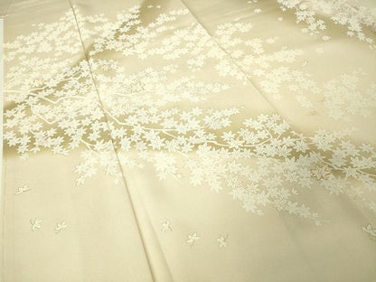 平和屋本店■極上　訪問着　駒刺繍　楓　薄卵色地　暈し染め　金彩　逸品　未使用　DZAA2060kh4 - 平和屋