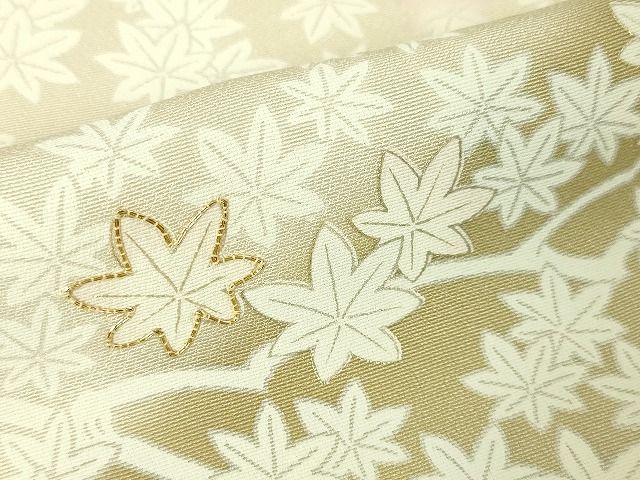 平和屋本店■極上　訪問着　駒刺繍　楓　薄卵色地　暈し染め　金彩　逸品　未使用　DZAA2060kh4 - 平和屋