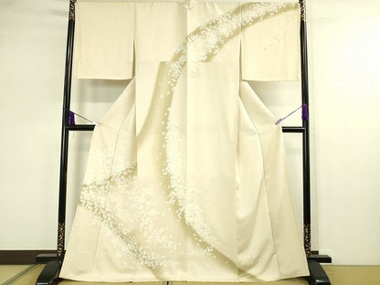 平和屋本店■極上　訪問着　駒刺繍　楓　薄卵色地　暈し染め　金彩　逸品　未使用　DZAA2060kh4 - 平和屋