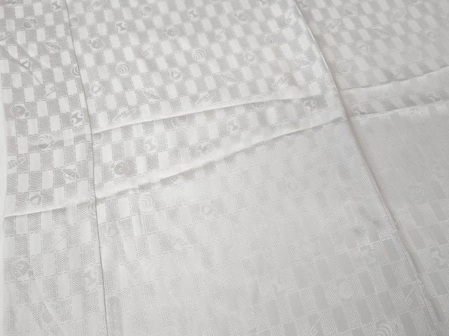 平和屋本店■上質な長襦袢　単衣　宝尽くし　市松紋紗　半衿刺繍　やまと誂製　逸品　未使用　DZAA2071kh4 - 平和屋