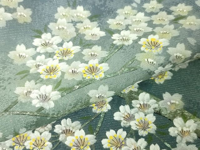 平和屋本店■極上　京友禅の巨匠・頼田勉　臈纈染手描友禅　訪問着　枝桜　暈し染め　銀通し地　逸品　未使用　DZAA2077kh4 - 平和屋