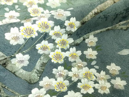 平和屋本店■極上　京友禅の巨匠・頼田勉　臈纈染手描友禅　訪問着　枝桜　暈し染め　銀通し地　逸品　未使用　DZAA2077kh4 - 平和屋