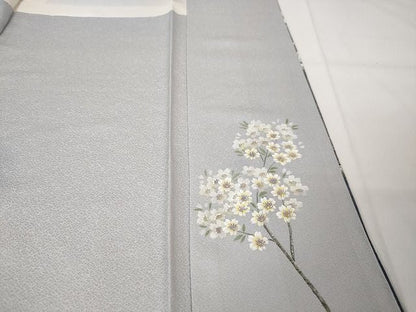 平和屋本店■極上　京友禅の巨匠・頼田勉　臈纈染手描友禅　訪問着　枝桜　暈し染め　銀通し地　逸品　未使用　DZAA2077kh4 - 平和屋