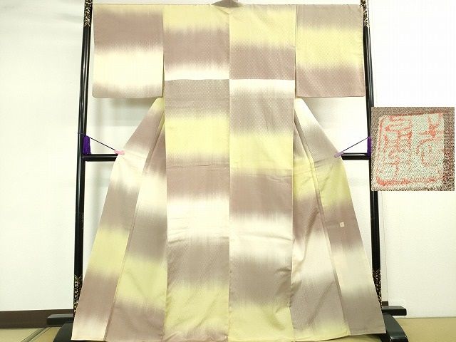 平和屋本店●極上　伝統工芸士　曽根武勇　お召　菱地紋　逸品　DZAA2126kh4