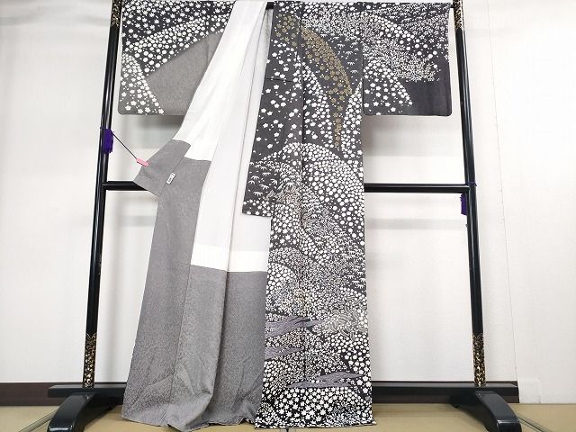 平和屋本店■極上　中国三大刺繍　相良刺繍　訪問着　おぼろ染め　吉祥花文　暈し染め　銀通し地　逸品　DZAA2178kh4 - 平和屋