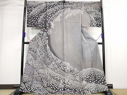平和屋本店■極上　中国三大刺繍　相良刺繍　訪問着　おぼろ染め　吉祥花文　暈し染め　銀通し地　逸品　DZAA2178kh4 - 平和屋