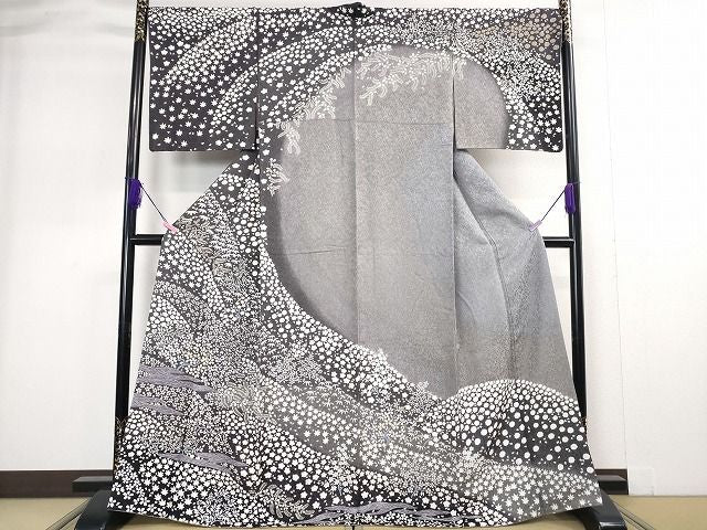 平和屋本店■極上　中国三大刺繍　相良刺繍　訪問着　おぼろ染め　吉祥花文　暈し染め　銀通し地　逸品　DZAA2178kh4 - 平和屋