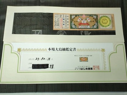 平和屋本店■極上　男性　本場縞大島紬　アンサンブル　丸恵謹製　羽裏・馬　証紙付き　逸品　DZAA2190kh4 - 平和屋