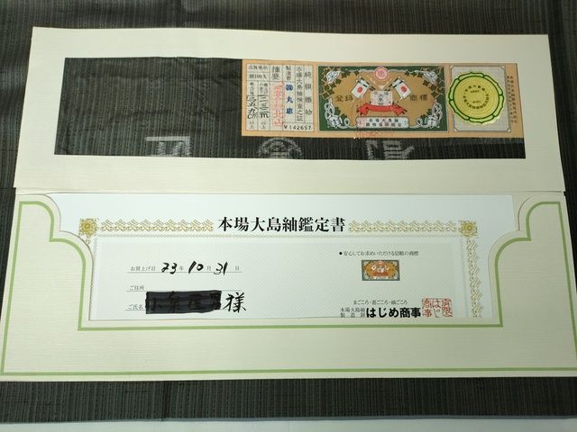 平和屋本店■極上　男性　本場縞大島紬　アンサンブル　丸恵謹製　羽裏・馬　証紙付き　逸品　DZAA2190kh4 - 平和屋