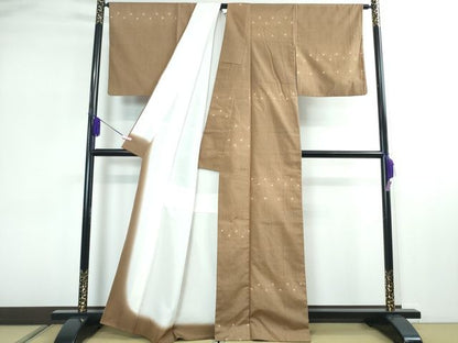 平和屋本店■極上　ファッションデザイナー　稲葉賀恵　染織の名門　しょうざん 生紬　丁子茶色地　逸品　DZAA2226kh4 - 平和屋