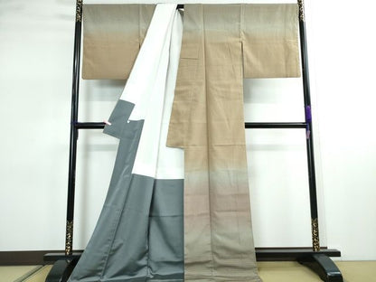 平和屋本店●極上 伝統工芸士 曽根武勇 訪問着 お召地 格子 暈し染め 逸品 DZAA2243kh5