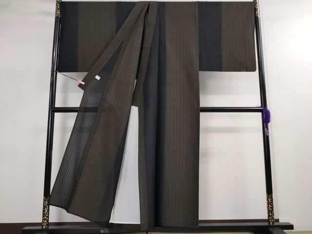 平和屋本店■極上　夏物　男性　紗紬　格子　キングサイズ　逸品　DZAA2249kh4 - 平和屋